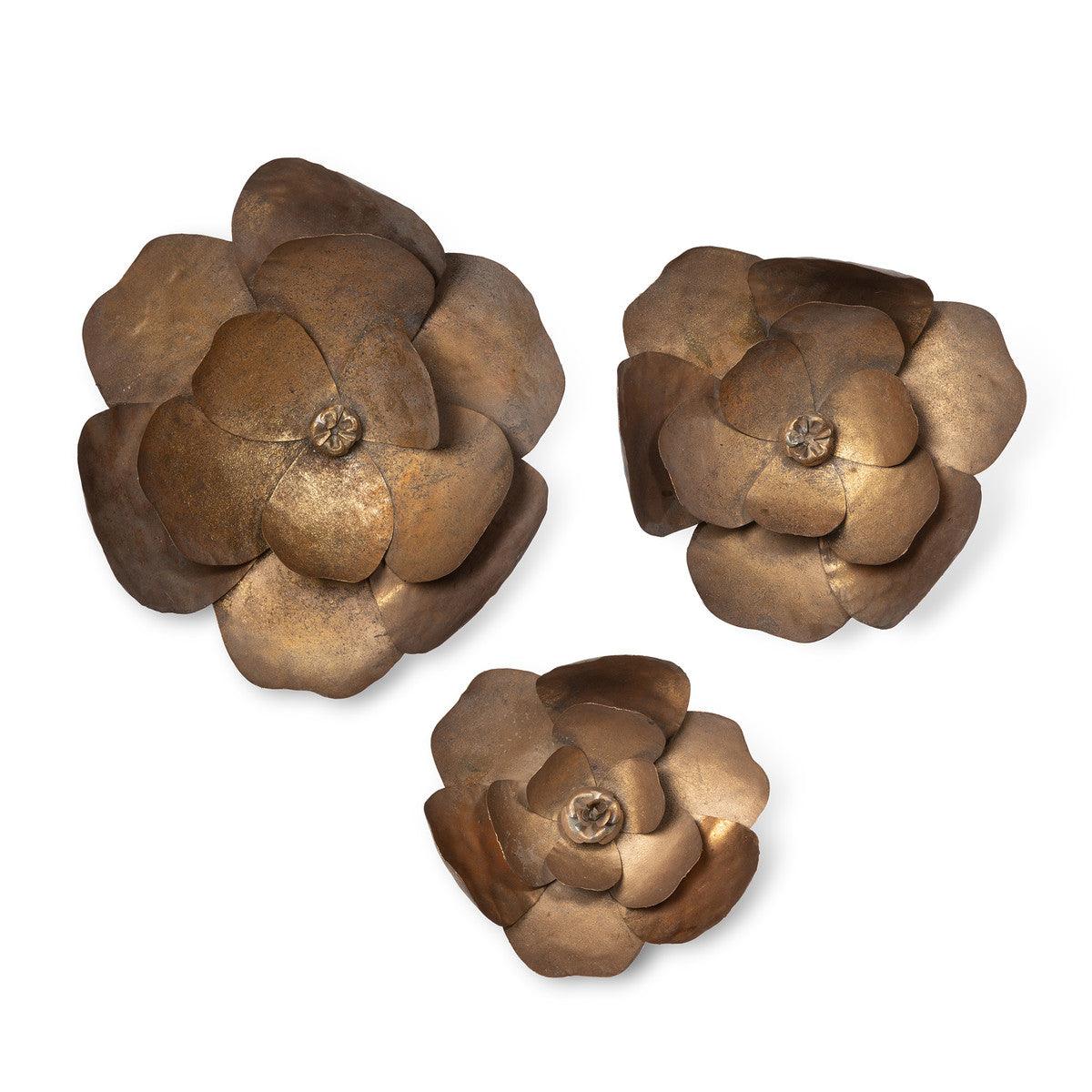 Antique Bronze Magnolia Wall Flowers, Set of 3 - Signastyle Boutique