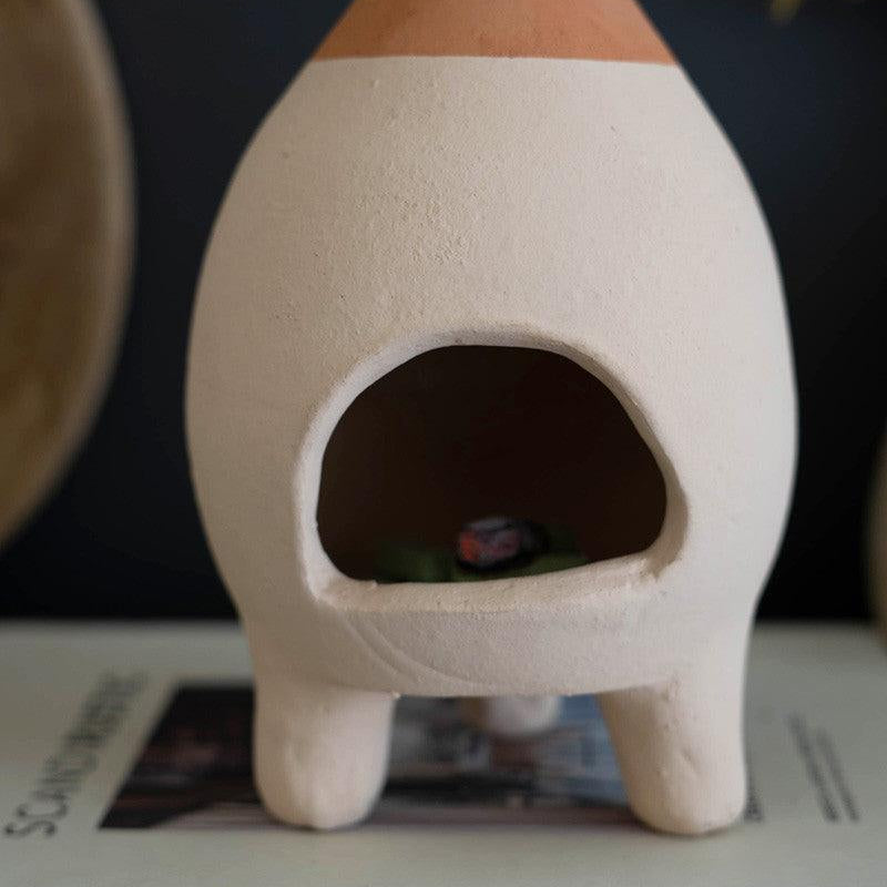 Ivory-dipped Tabletop Clay Chiminea Incense Burner - Signastyle Boutique