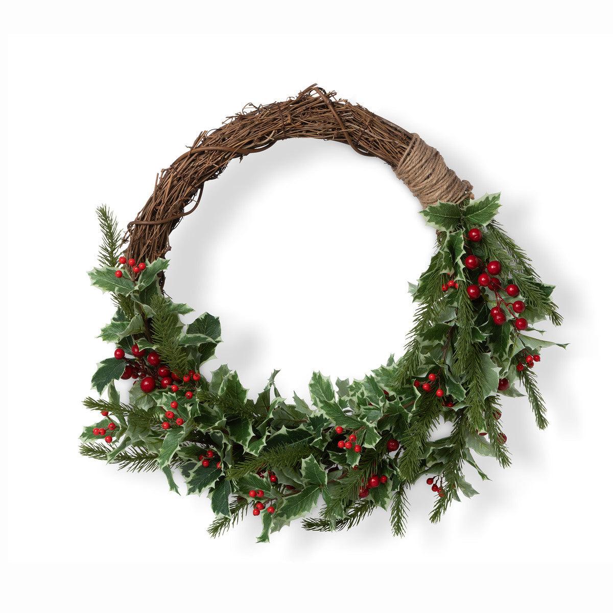 Christmas Cheer Holly and Pine Vine Wreath - Signastyle Boutique