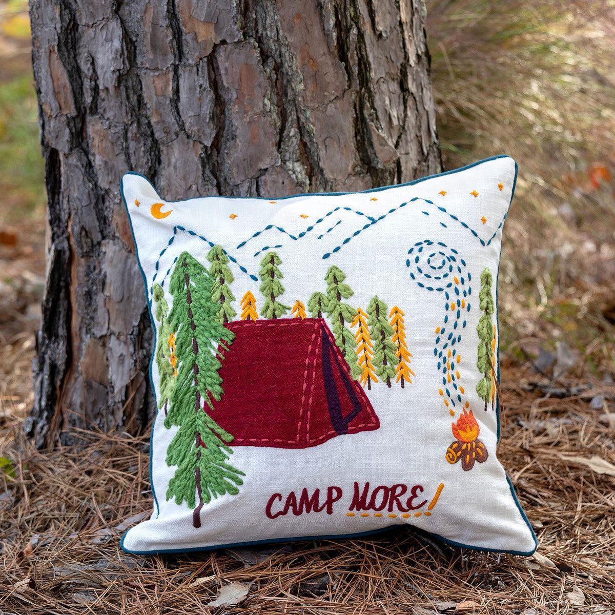 Campsite Appliqued Cotton Pillow - Signastyle Boutique