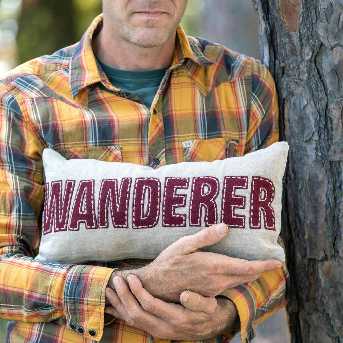 "Wanderer" Appliqued Linen Pillow - Signastyle Boutique
