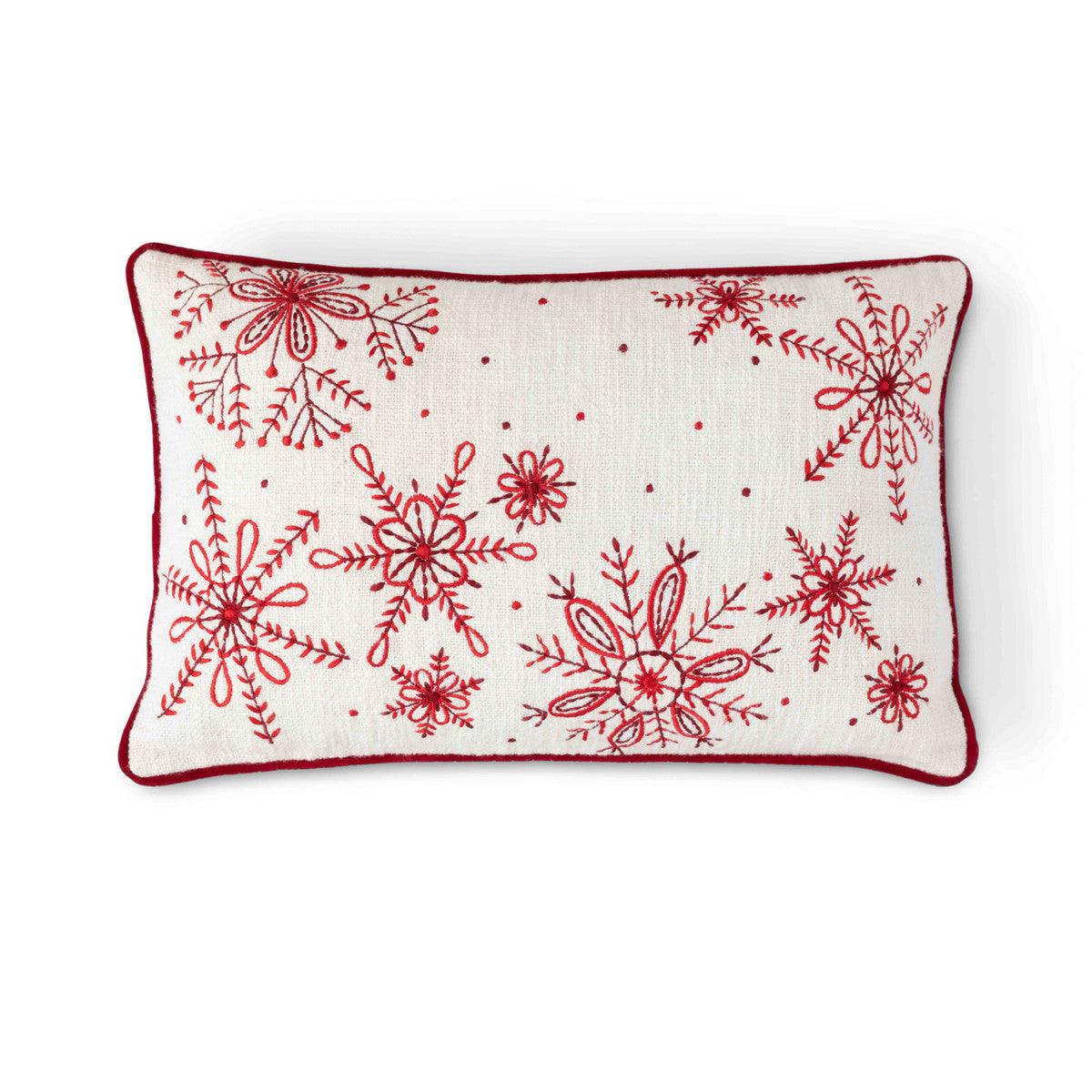 Snowflake Embroidered Cotton Pillow - Signastyle Boutique