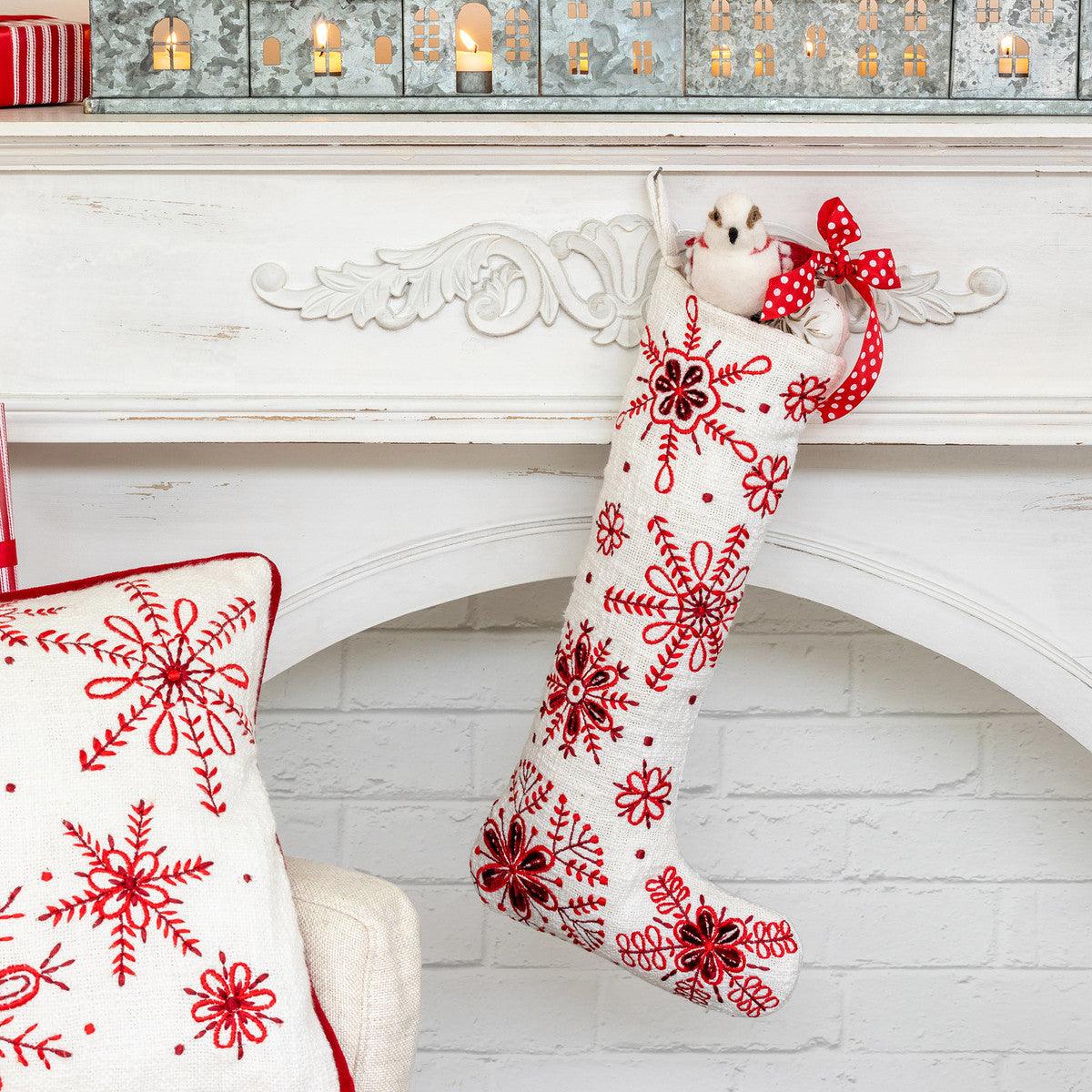 Snowflake Embroidered Stocking - Signastyle Boutique