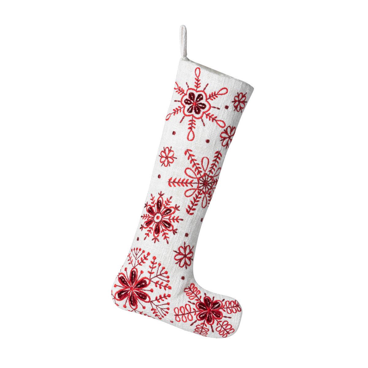 Snowflake Embroidered Stocking - Signastyle Boutique
