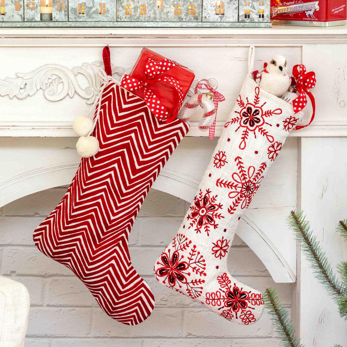 Snowflake Embroidered Stocking - Signastyle Boutique