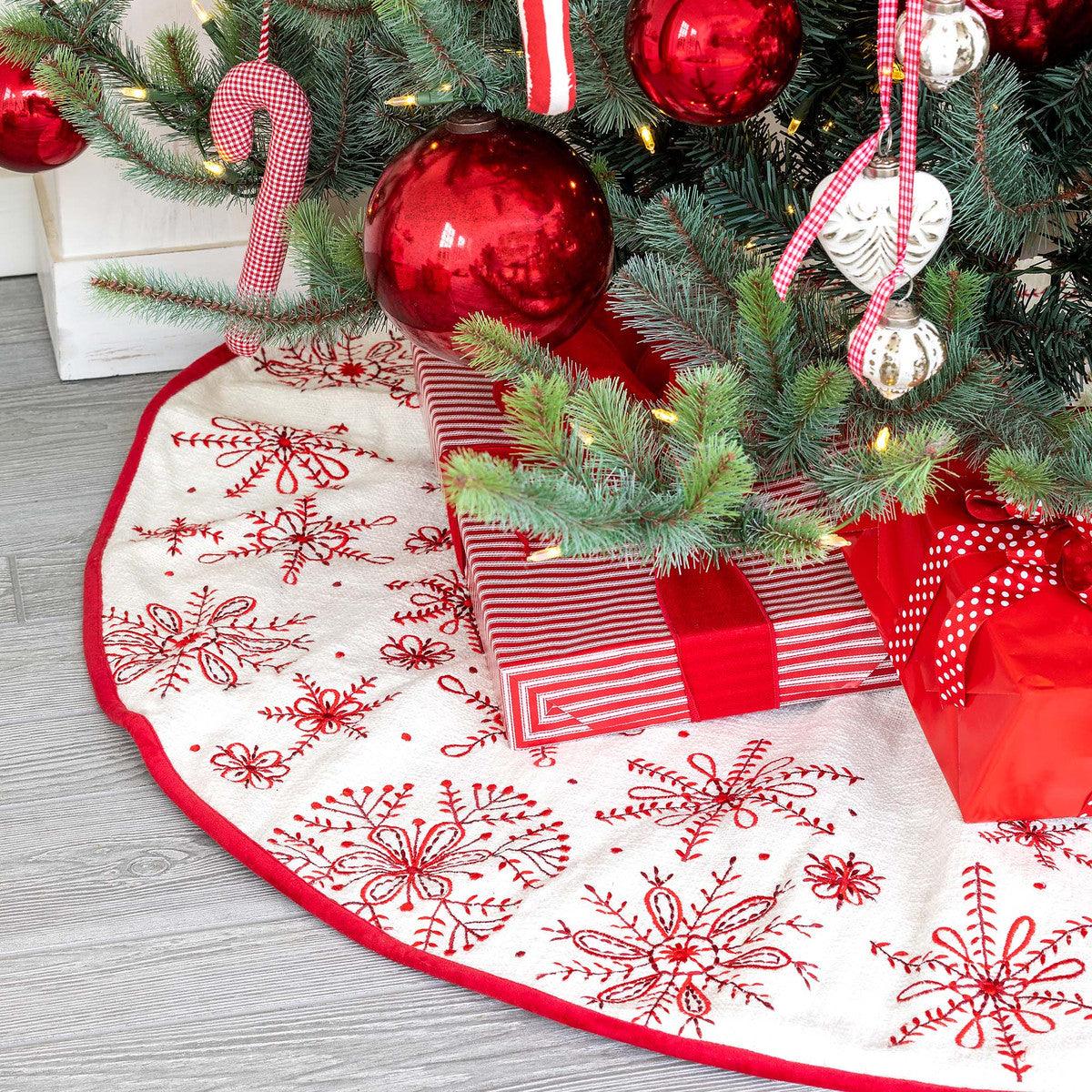 Snowflake Embroidered Tree Skirt - Signastyle Boutique