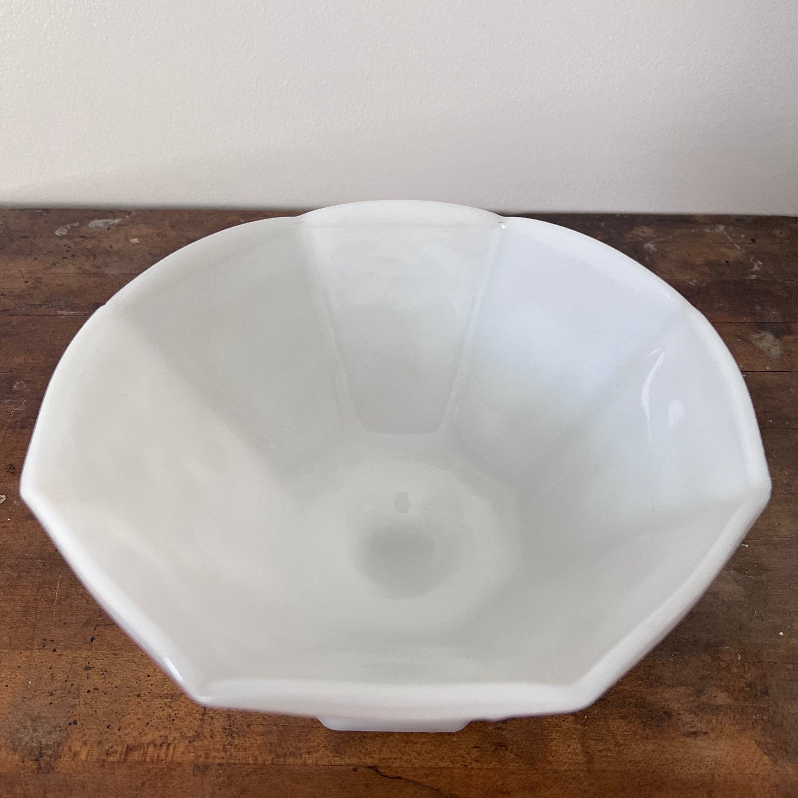 Vintage White Milk Glass Pedestal Fruit Bowl with Grape Vine Design - Signastyle Boutique