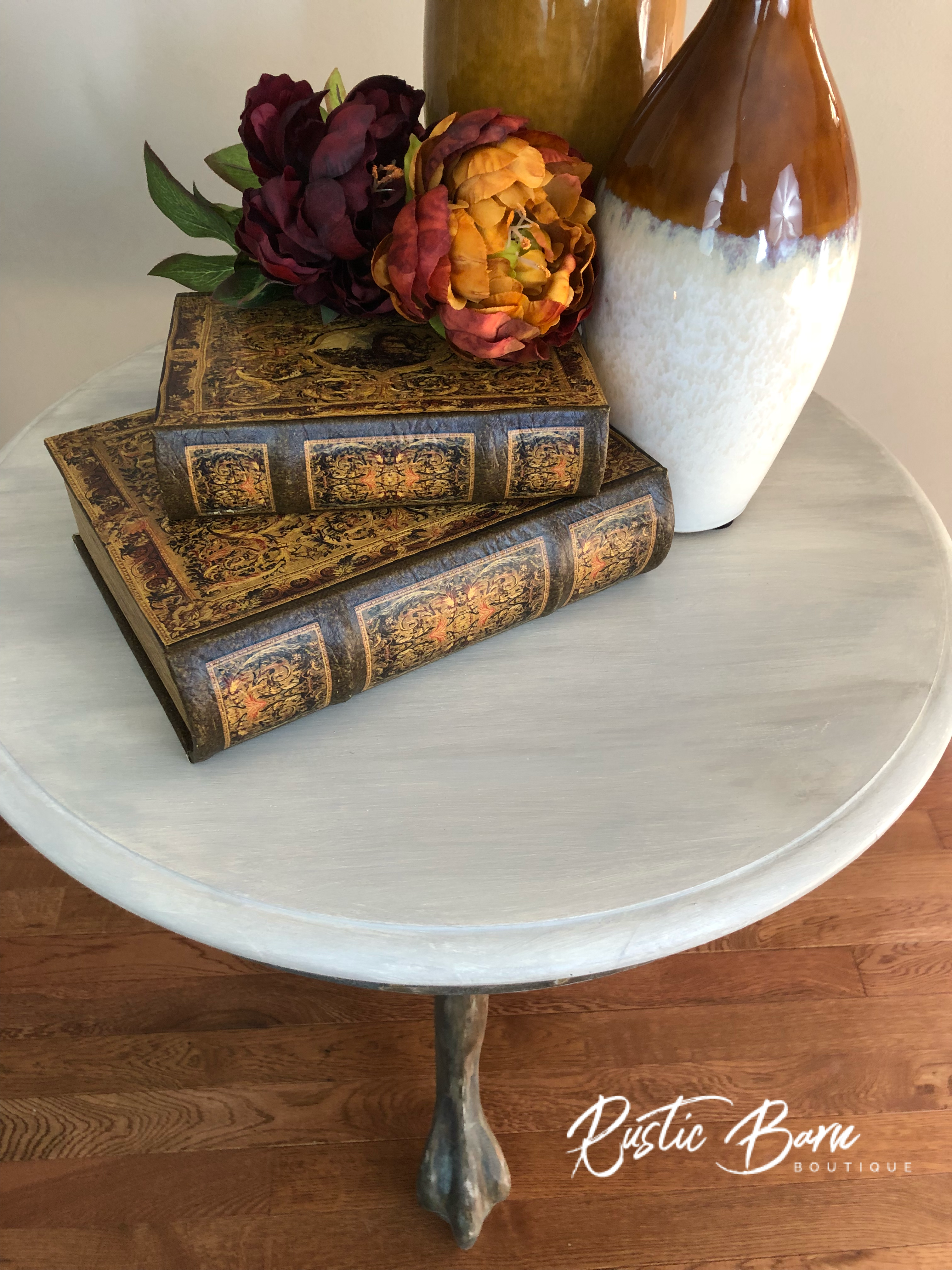 Hand-painted Accent Table with Ball and Claw Feet - Signastyle Boutique