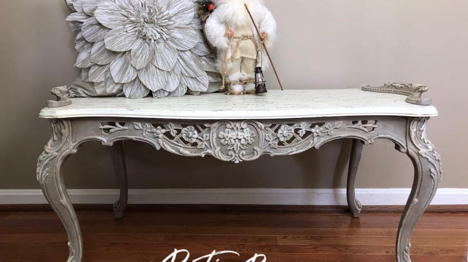 Ornate Coffee Table with French Poem - Signastyle Boutique