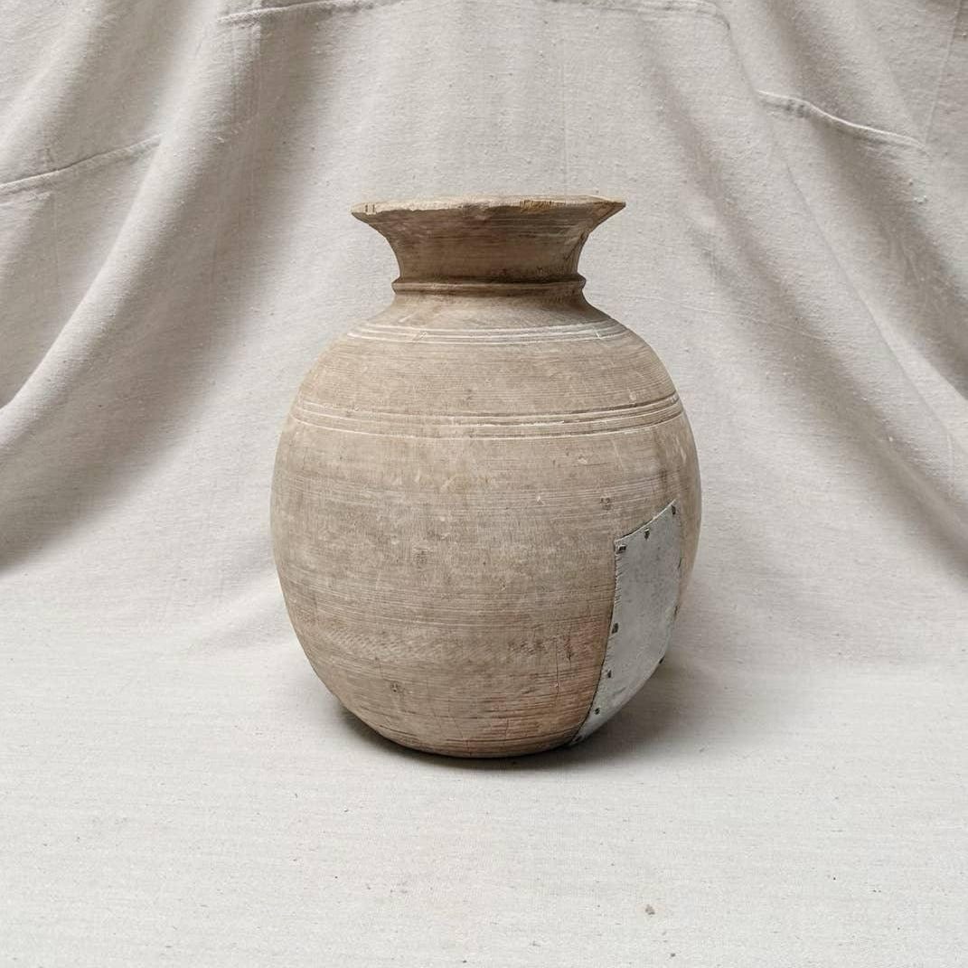 Antique Neutral Wooden Vase: Medium - Signastyle Boutique