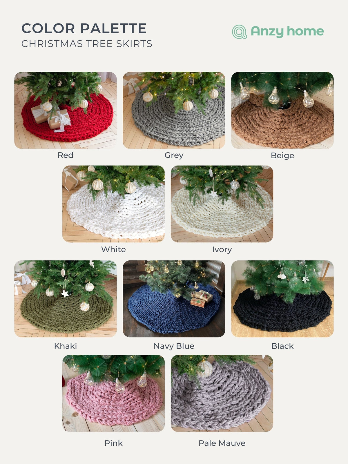 White Chunky-Knitted Christmas Tree Skirt