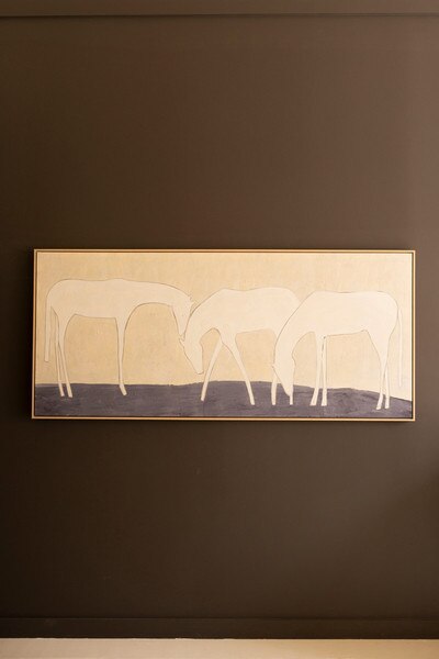 Framed Painting Three White Horses