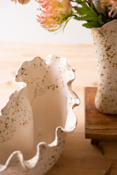 Set Of Two Ceramic Rustic Edge Vases