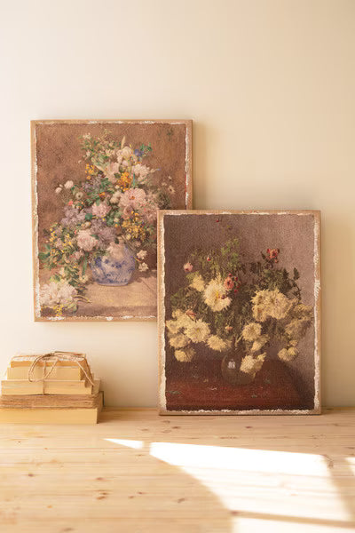 Set Of Two Canvas Paint Over Print Flowers