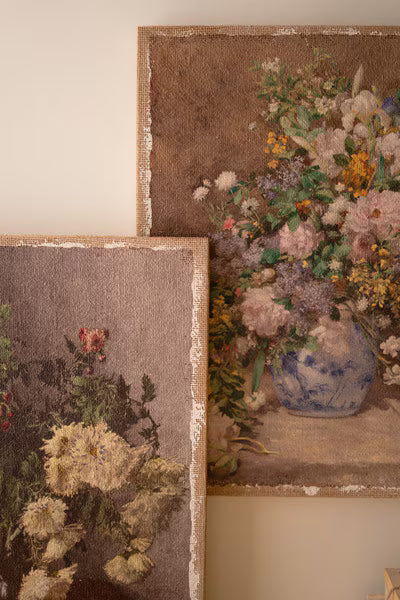 Set Of Two Canvas Paint Over Print Flowers