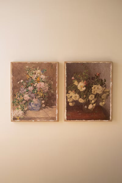 Set Of Two Canvas Paint Over Print Flowers