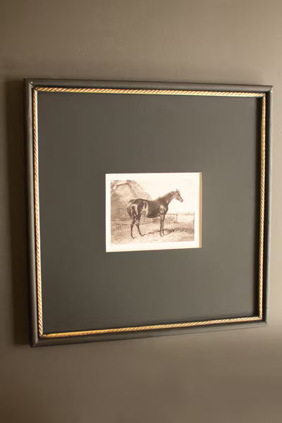 Set Of Two Framed Horses Print Under Glass