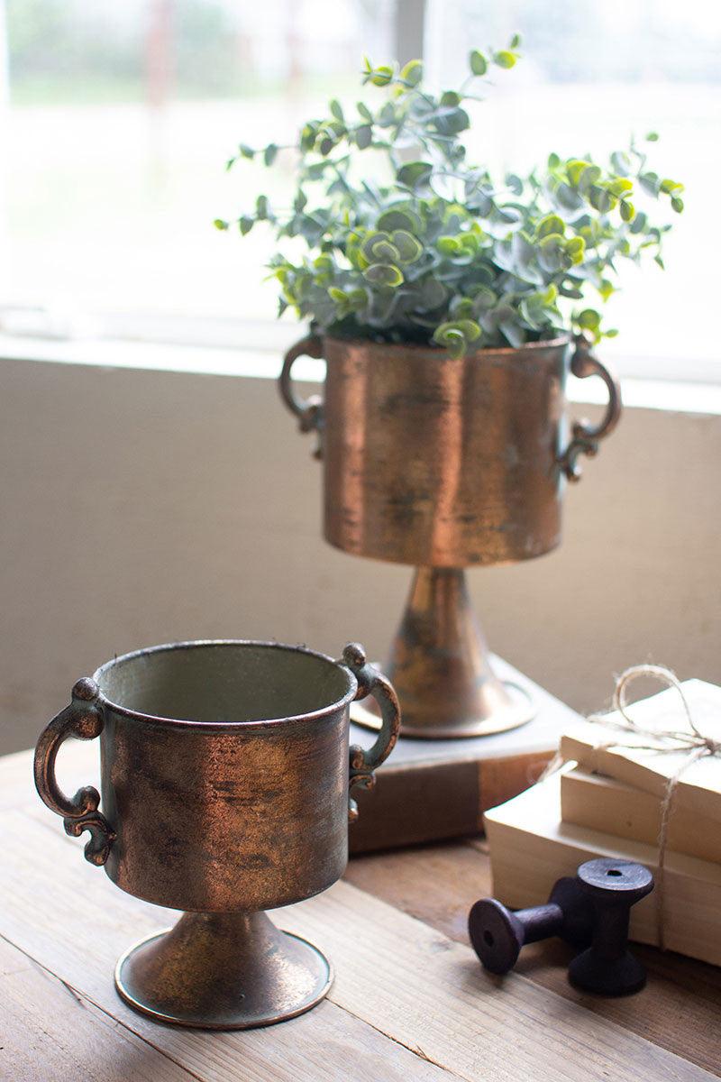 Antique Copper Finish Planters with Handles - Signastyle Boutique