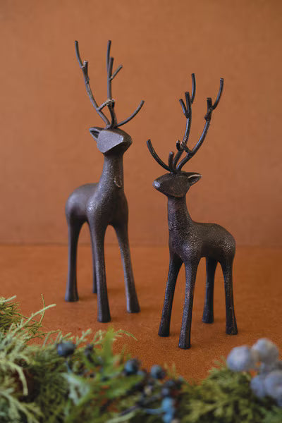 Set Of Two Cast Iron Reindeer (Case Pack)