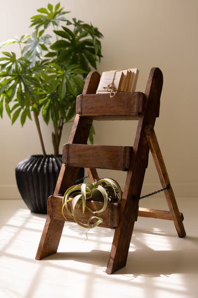 Three Tiered Wooden Brick Mold Display Stand