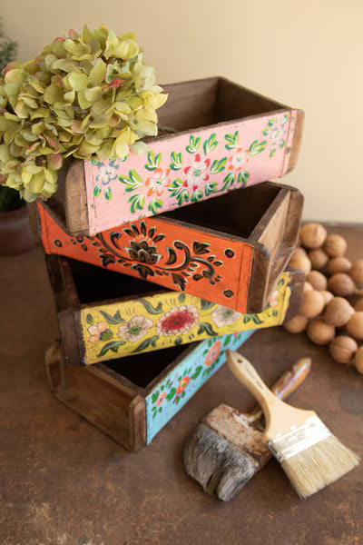 Set Of Four Hand Painted Brick Molds