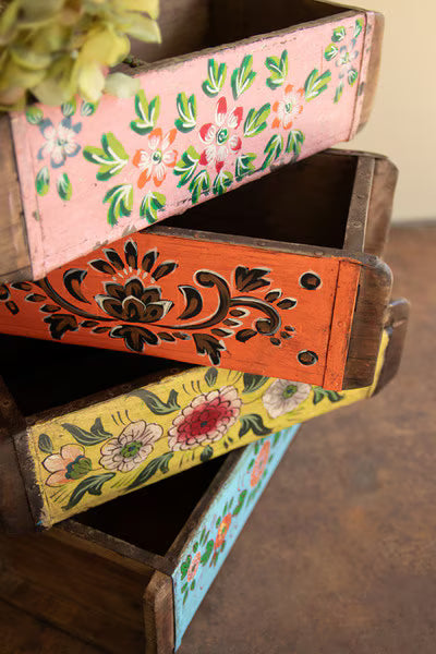Set Of Four Hand Painted Brick Molds
