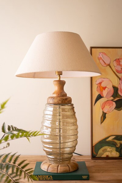 Glass And Wood Table Lamp Base