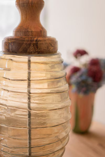 Glass And Wood Table Lamp Base