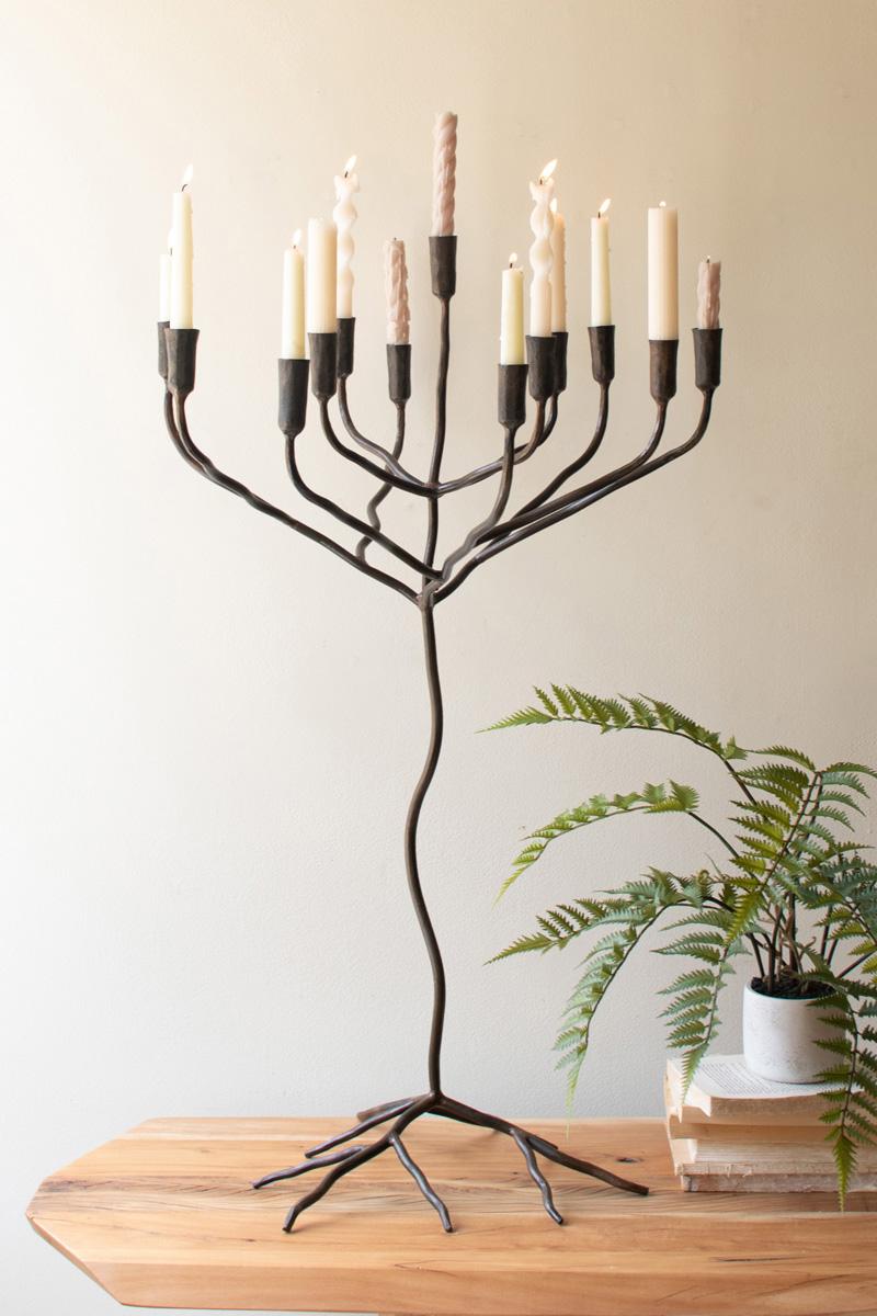 Large Forged Iron Taper Candelabra