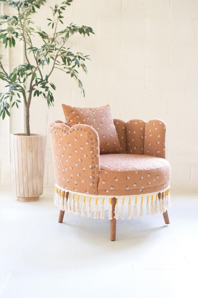 Upholstered Circle Chair With Tassels