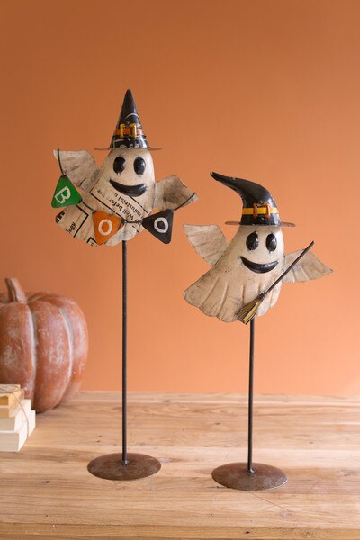 Set Of Two Recycled Iron Flying Ghost