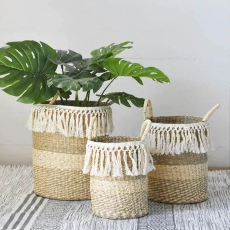 White Seagrass Basket - Signastyle Boutique