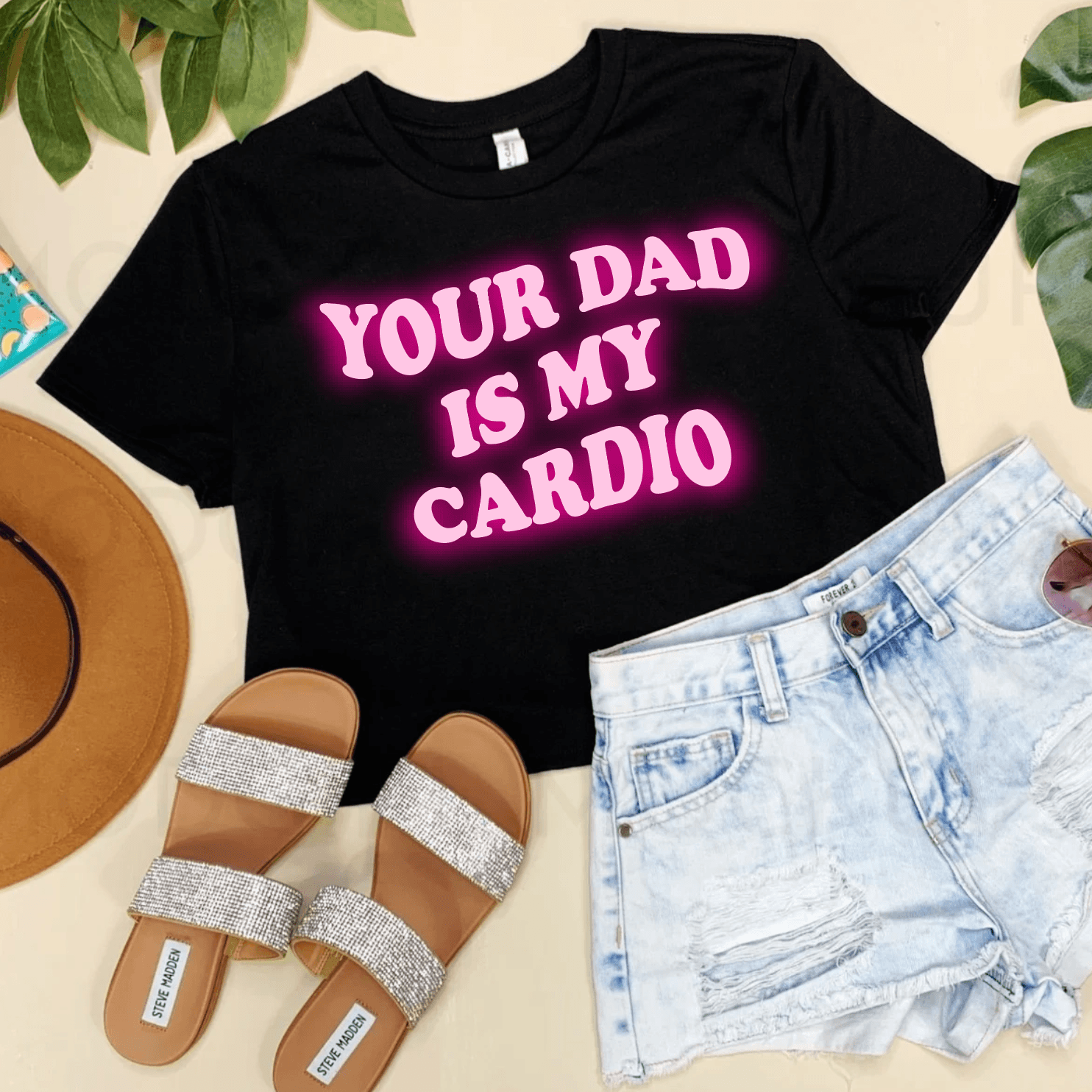 YOUR DAD IS MY CARDIO CROPPED (PINK INK) - Signastyle Boutique