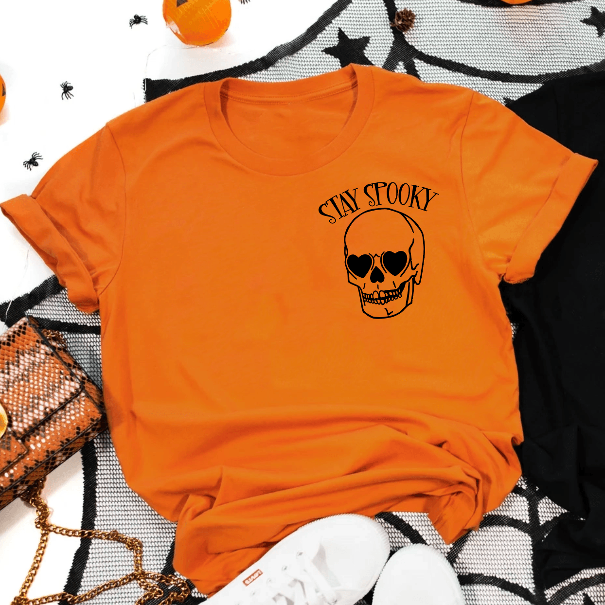 Stay Spooky(orange pocket tee) - Signastyle Boutique