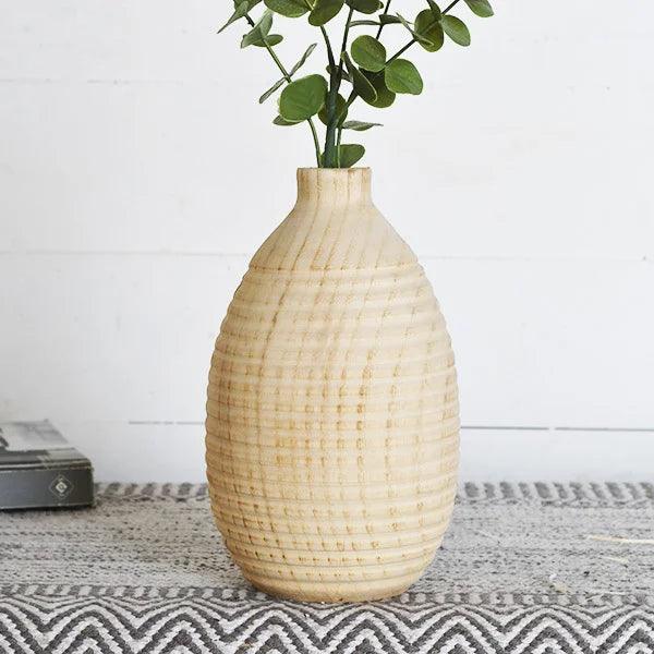 Carved wood vase - Signastyle Boutique