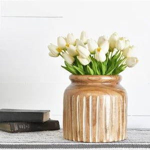8.75" Carved Wood Vase - Signastyle Boutique