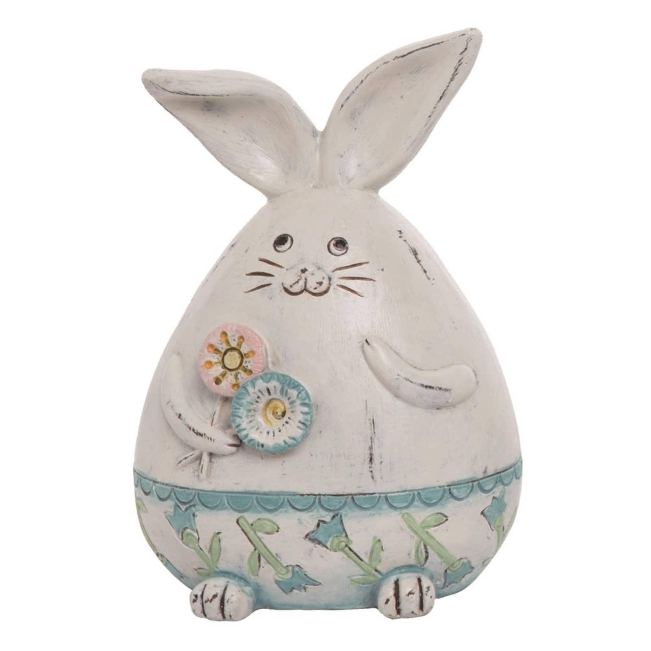 Resin 6 in. White Easter Round Bunny Figurine - Signastyle Boutique