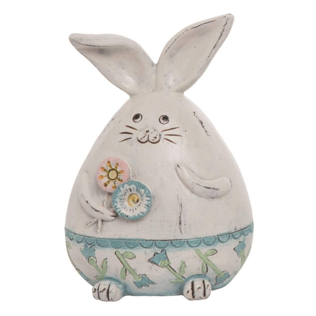 Resin 6 in. White Easter Round Bunny Figurine-Home Accents-Rustic Barn Boutique
