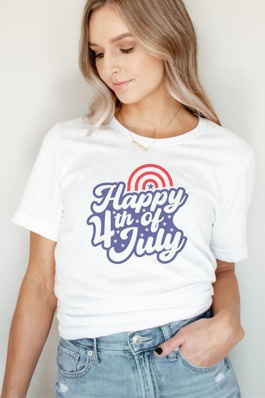 Happy 4th of July Graphic Tee-Rustic Barn Boutique