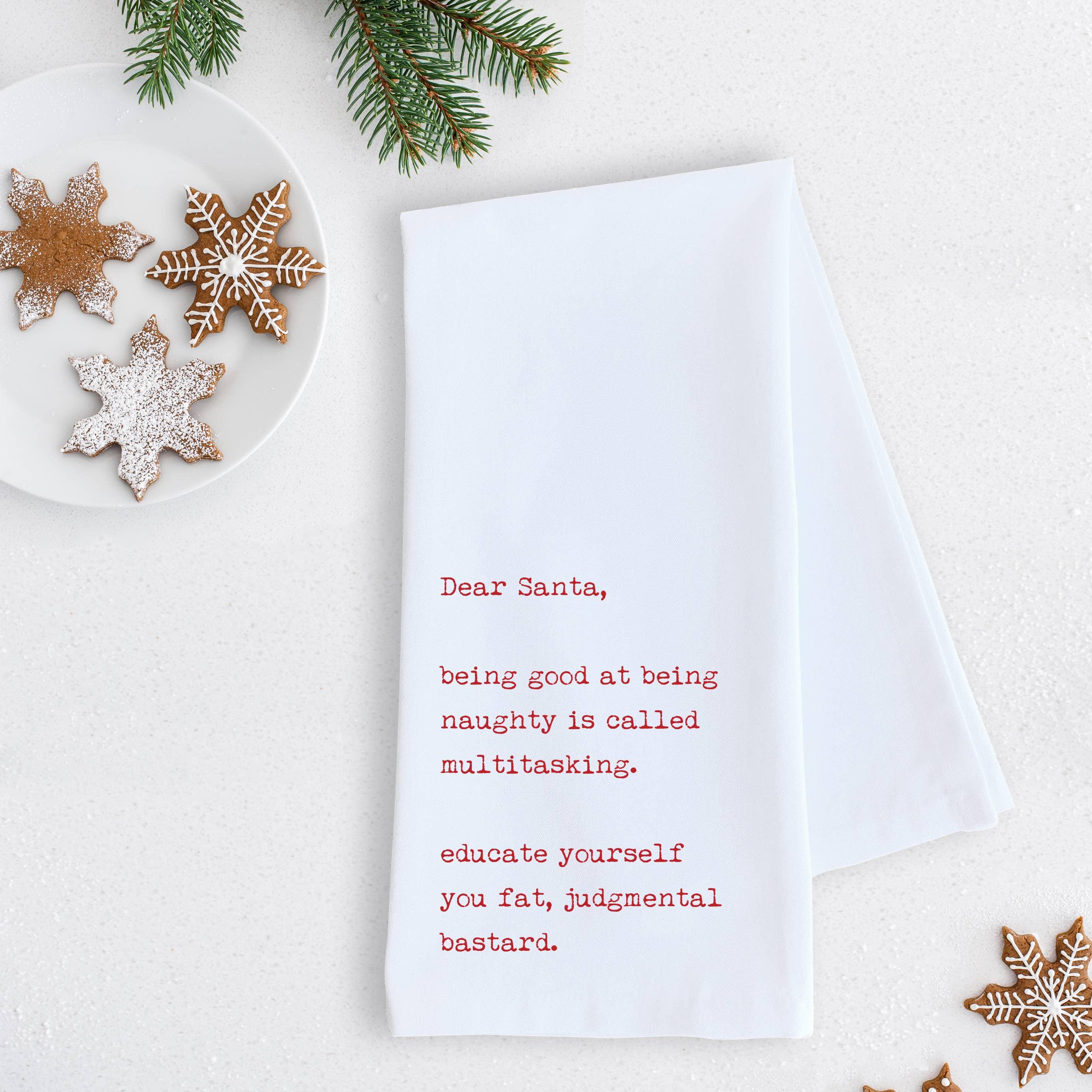Being Good At Being Naughty - Tea Towel - Christmas Décor: RED - Signastyle Boutique