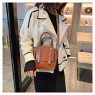 Contrast Stitch Top Handle Bag - Signastyle Boutique