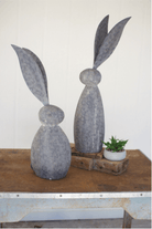 Faux Stone Rabbits With Tall Metal Ears - Signastyle Boutique