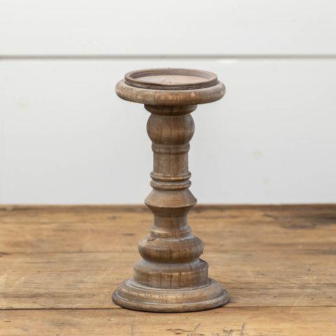 Aged Wood Pillar Candle Holders-Candle Holders & Lanterns-Rustic Barn Boutique
