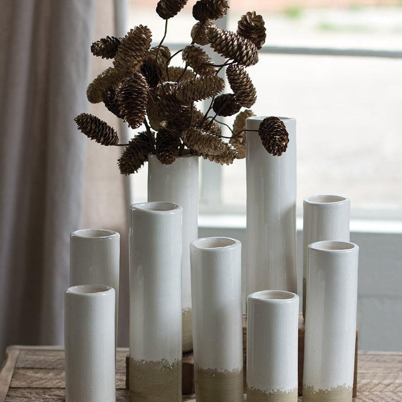 White Ceramic Cylinder Bud Vases - Signastyle Boutique