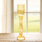 Maybelle Amber Glass Candle Holder, Tall - Signastyle Boutique