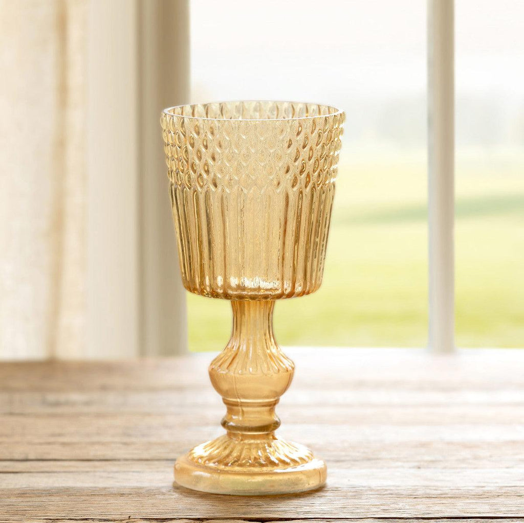 Maybelle Amber Glass Goblet-Home Accessories-Rustic Barn Boutique