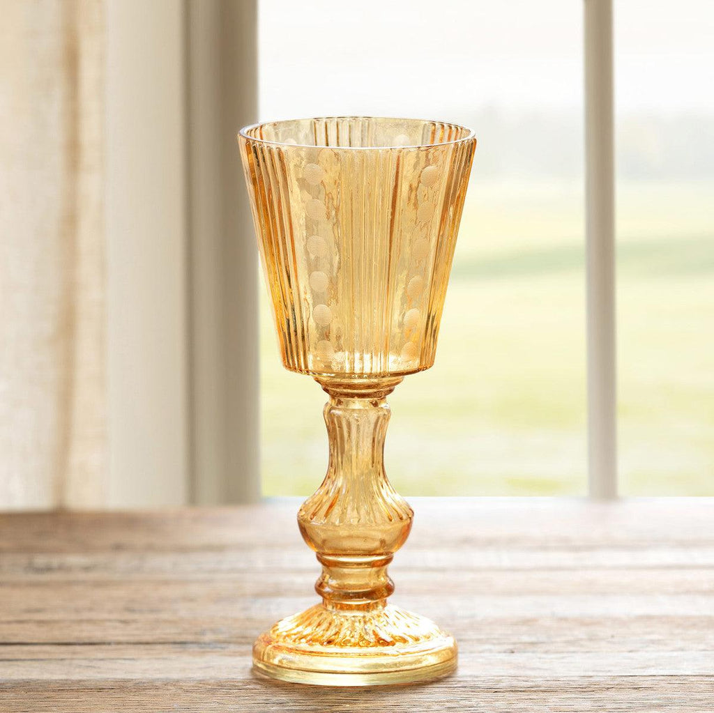 Maybelle Amber Glass Pedestal Candle Holder-Home Accessories-Rustic Barn Boutique