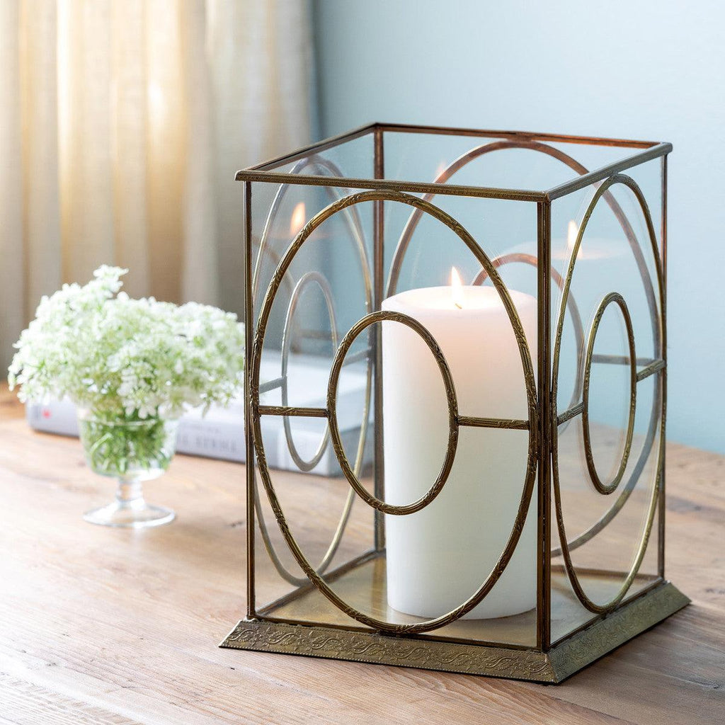 Brass and Glass Hurricane-Home Accessories-Rustic Barn Boutique