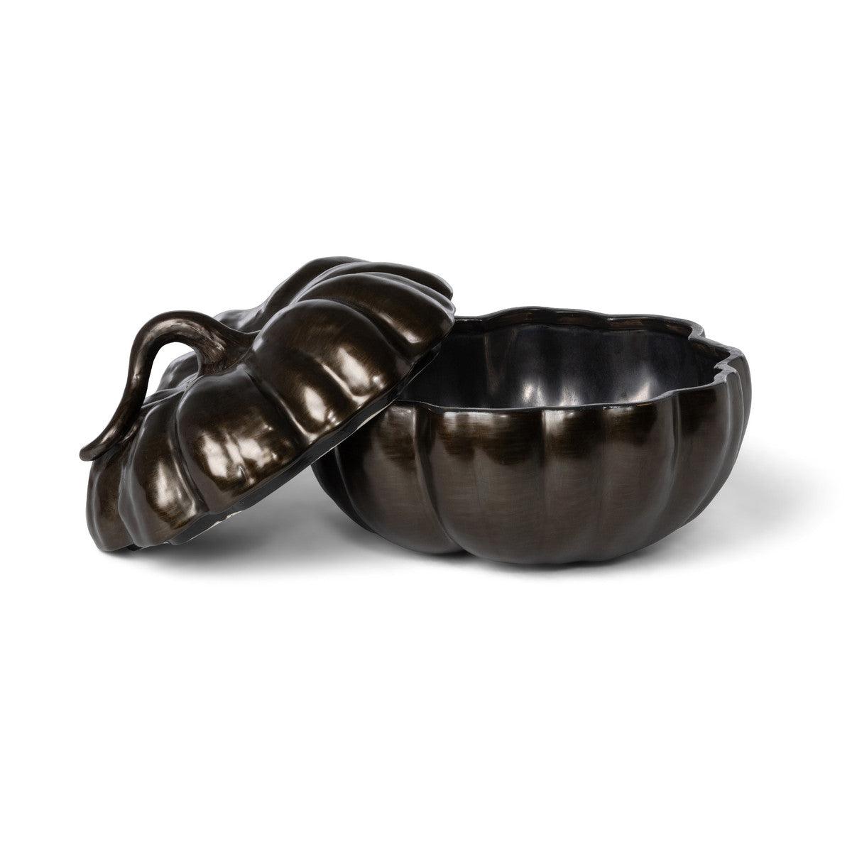 Bronze Lidded Ceramic Pumpkin Bowl Medium - Signastyle Boutique