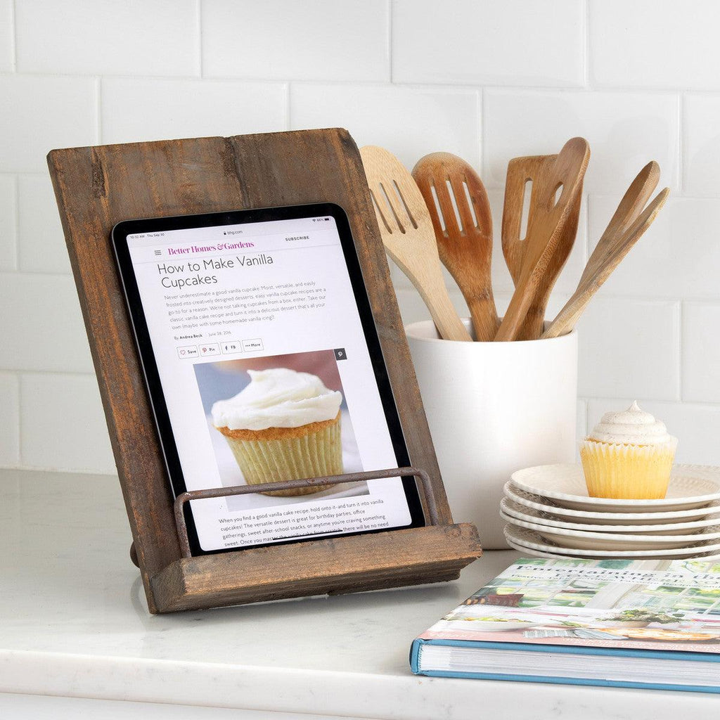 Aged Wooden Cookbook Stand-Home Accessories-Rustic Barn Boutique